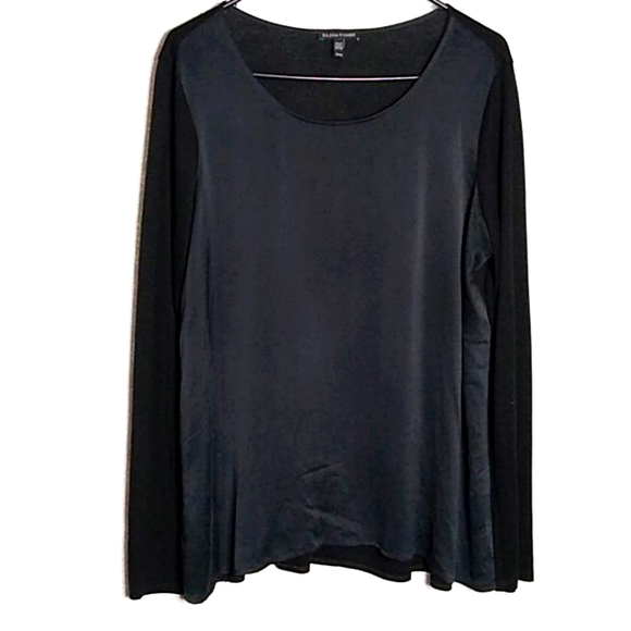 Eileen Fisher Tops - Eileen Fisher silk front panel black long sleeve top size medium